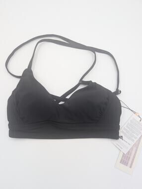 Calia Pure Black Bikini Top With Removable Cups Size XS Strppy Back